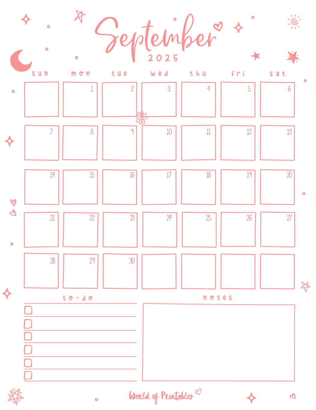 Free Printable September 2025 Calendars - World of Printables