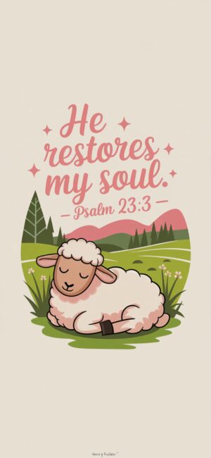 He Restores My Soul Cute Faith Quote Background