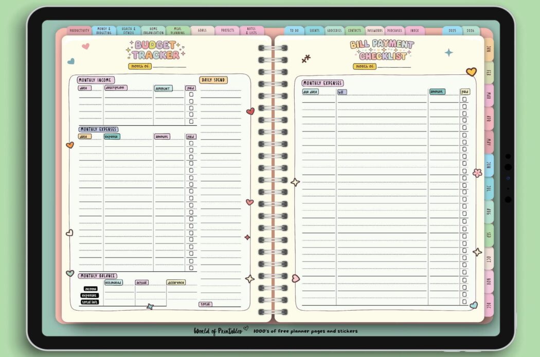 Candy Notes Digital Planner - World of Printables
