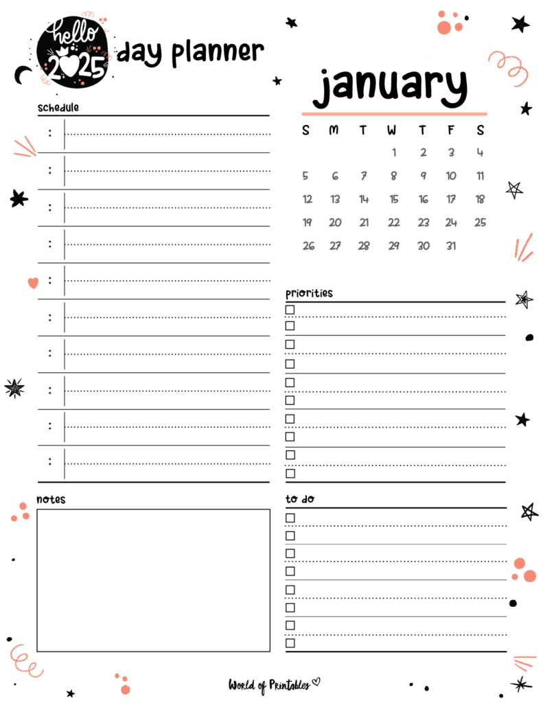 2025 Cute Planner - Day Planner - January
