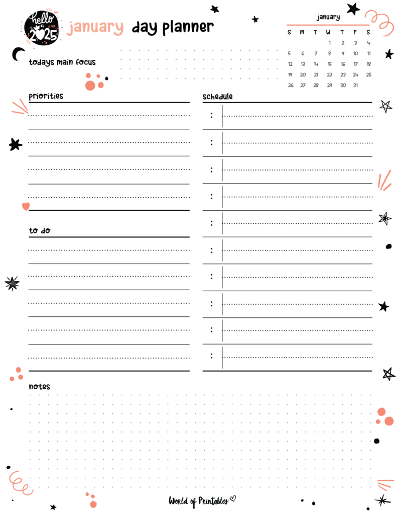 2025 Cute Planner - January Day Planner