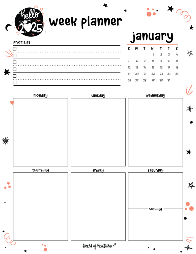 2025 Cute Planner - Weekly Planner - January