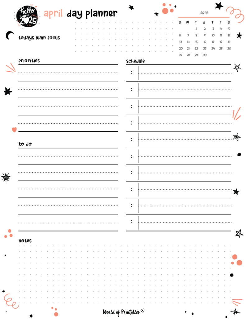 2025 Cute Planner - April Day Planner