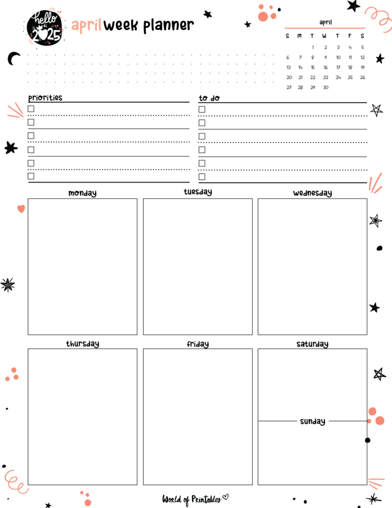 2025 Cute Planner - April Week Planner