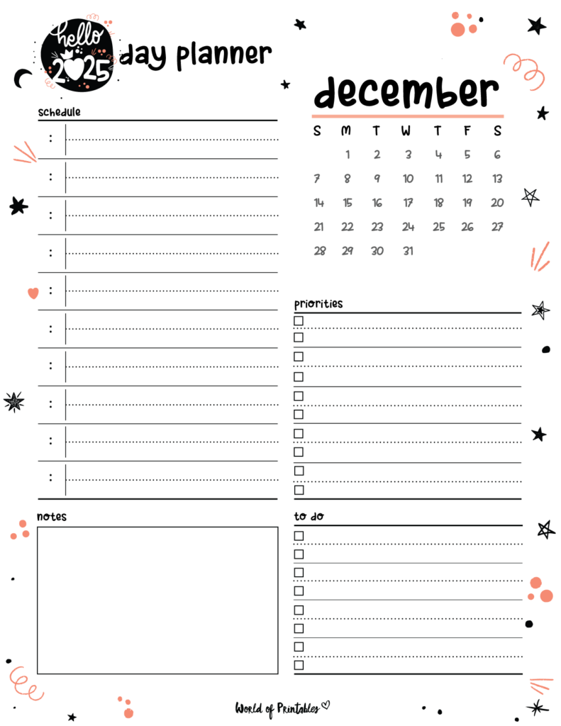 2025 Cute Planner - Day Planner - December