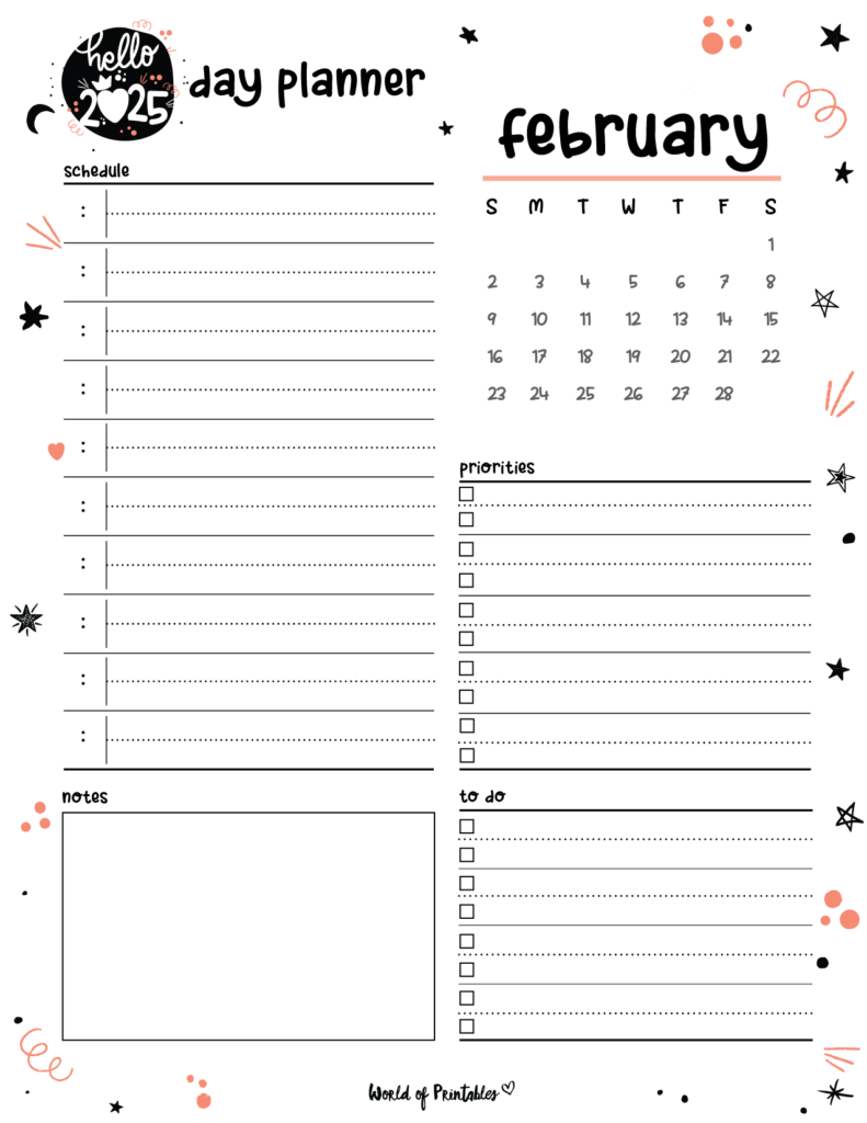 2025 Cute Planner - Day Planner - February