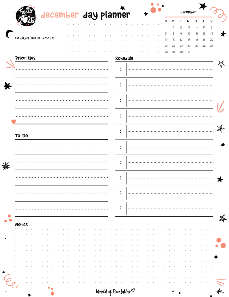 2025 Cute Planner - December Day Planner