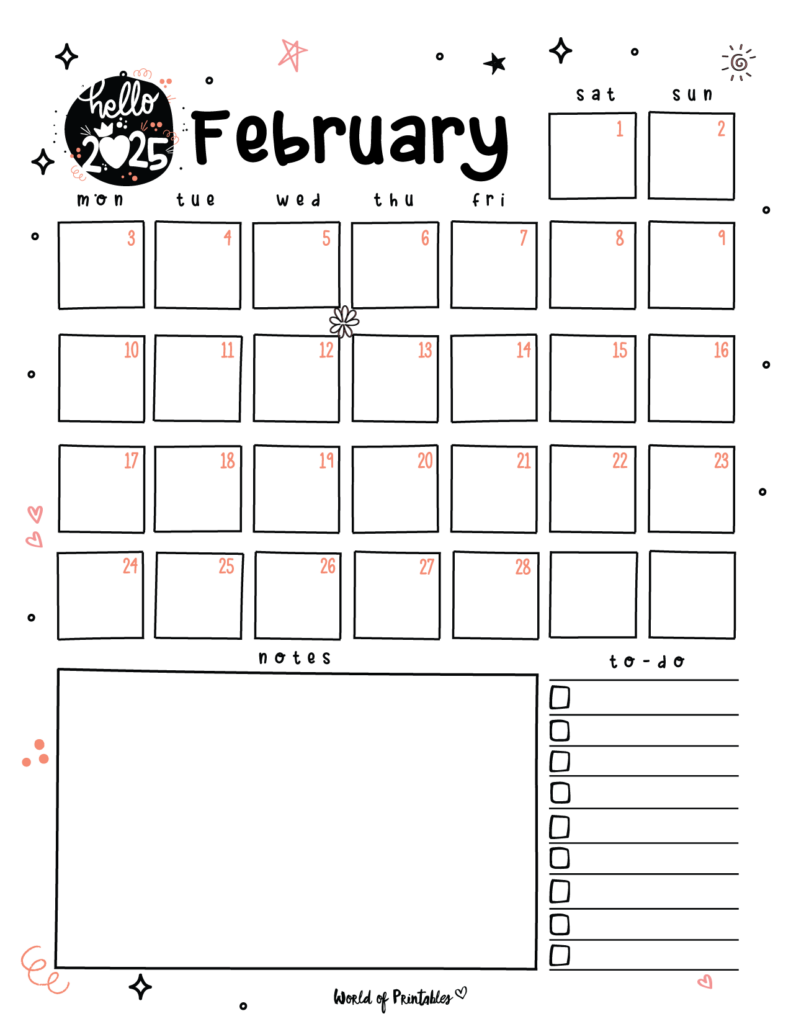 2025 Cute Planner - February Calendar