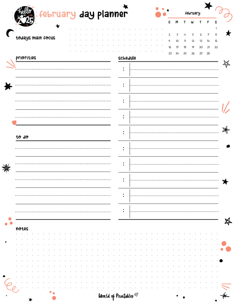 2025 Cute Planner - February Day Planner