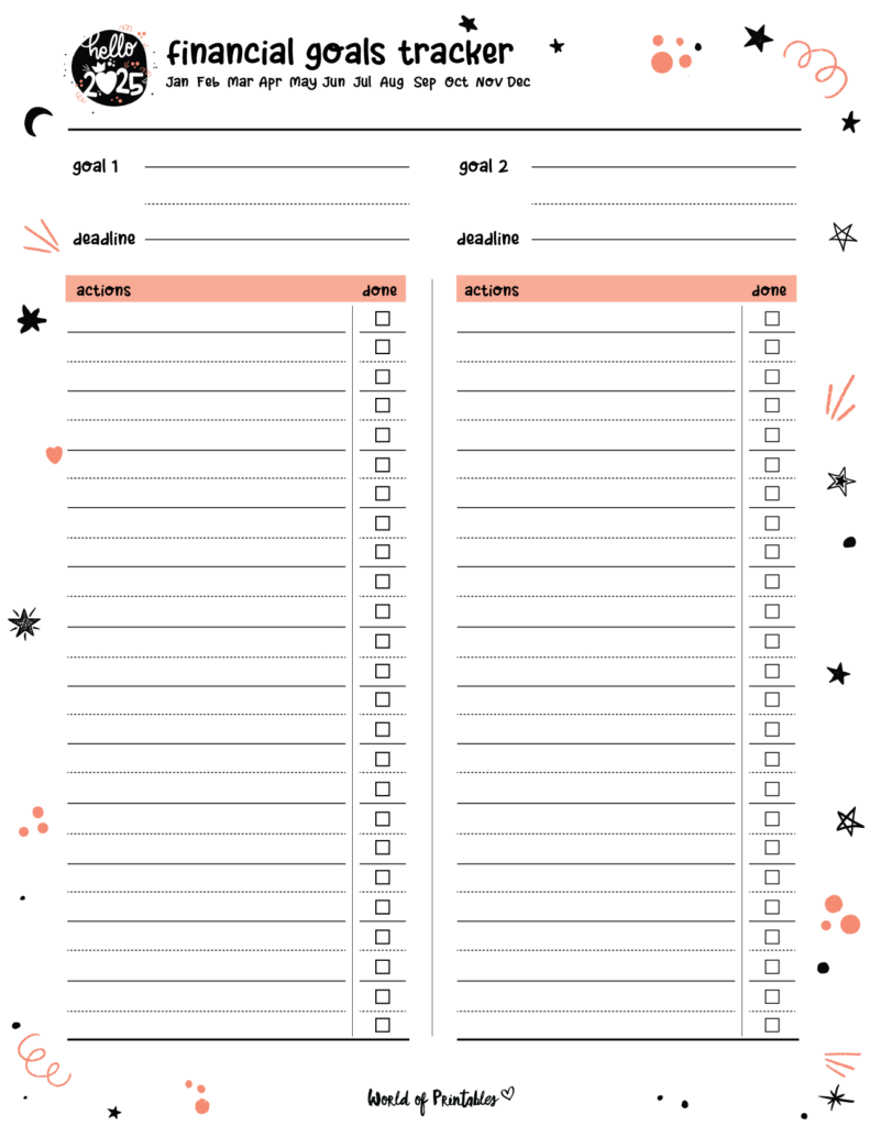 2025 Cute Planner - Financial Goals Tracker