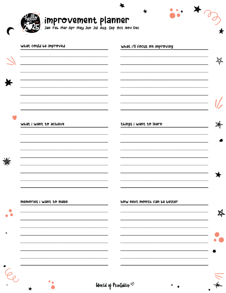 2025 Cute Planner - Improvement Planner