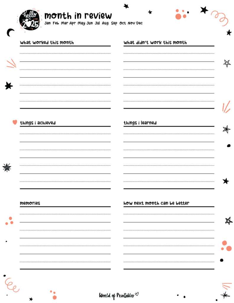 2025 Cute Planner - Month In Review