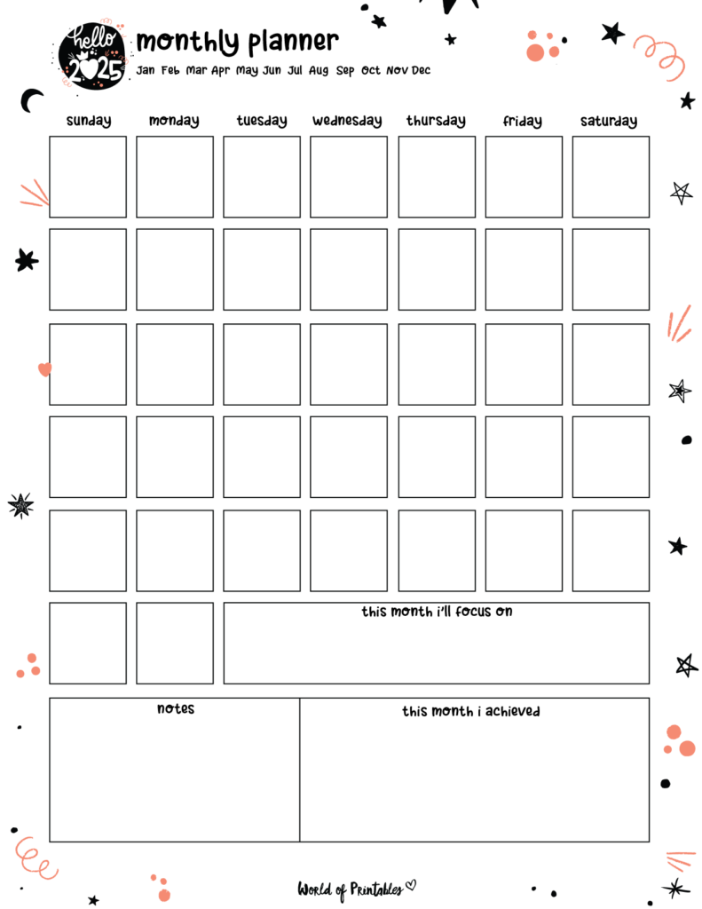 2025 Cute Planner - Monthly Planner