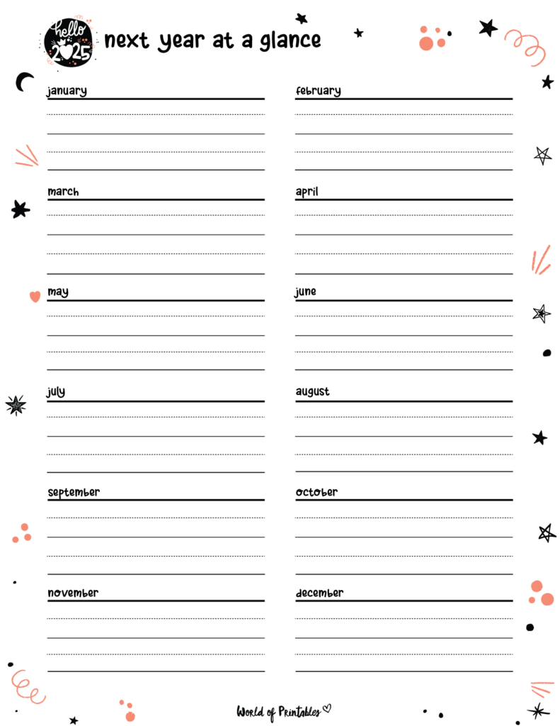 2025 Cute Planner - Next Year At A Glance Planner