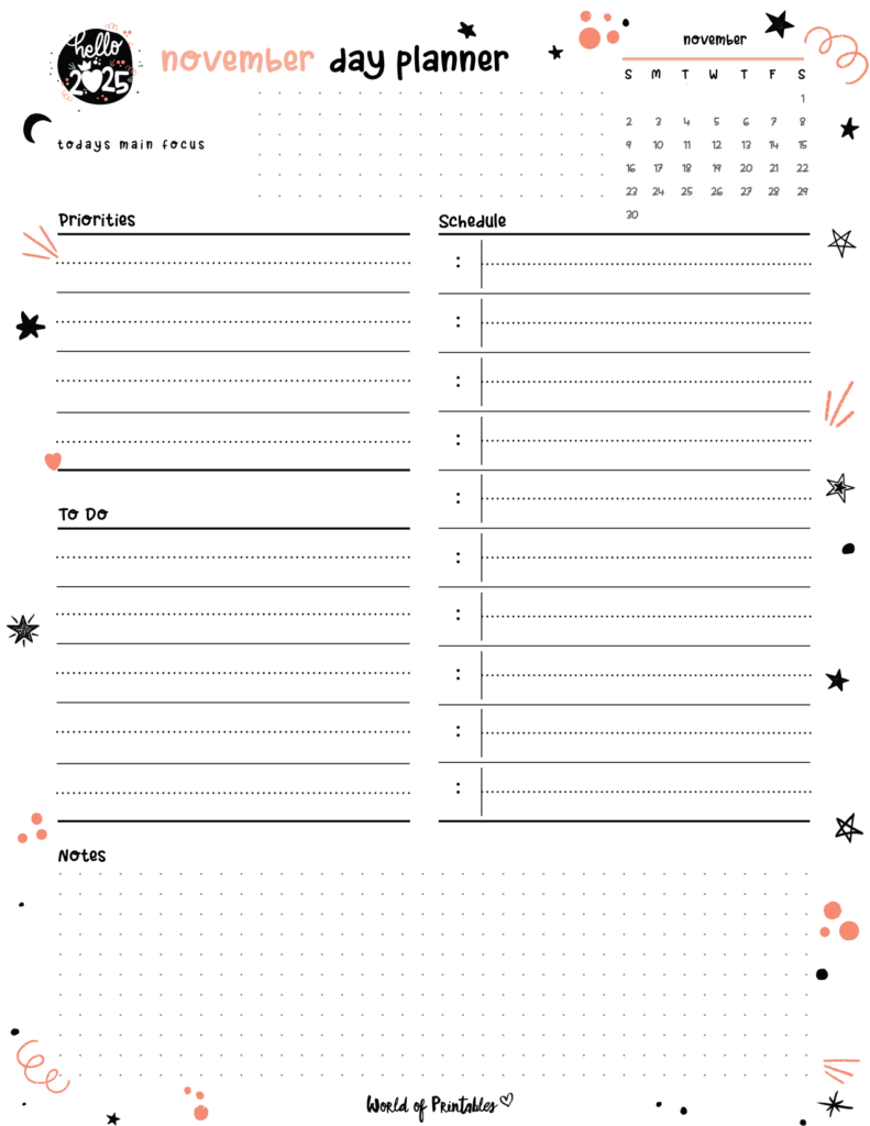 2025 Cute Planner - November Day Planner