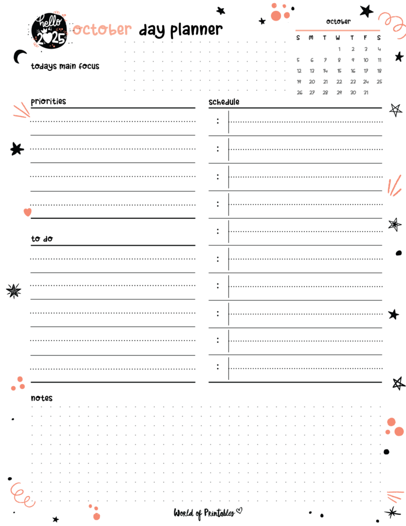 2025 Cute Planner - October Day Planner