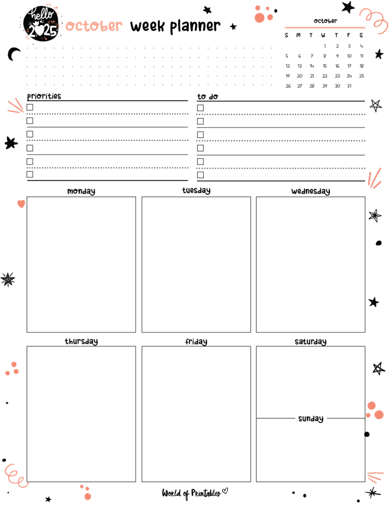 2025 Cute Planner - October Week Planner