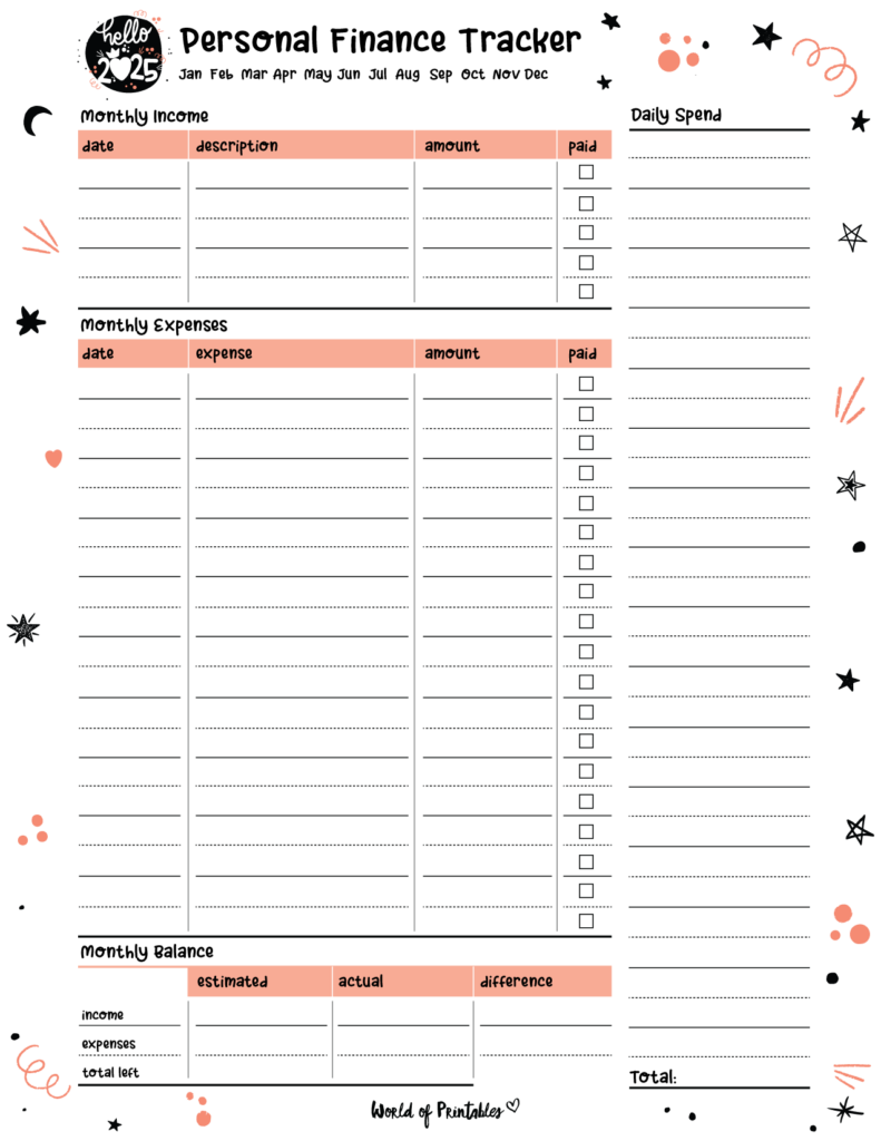 2025 Cute Planner - Personal Finance Tracker