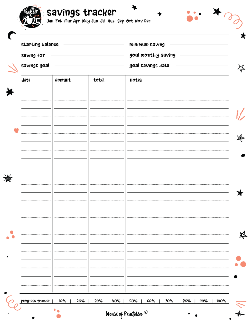 2025 Cute Planner - Savings Tracker
