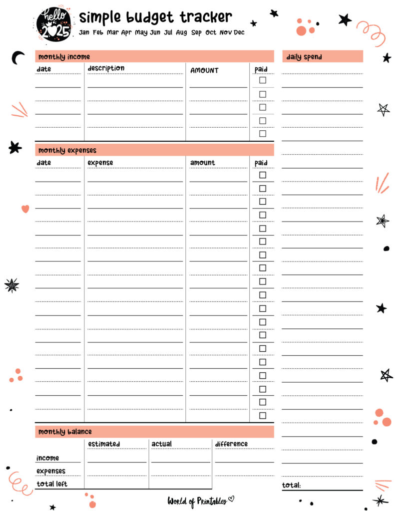 2025 Cute Planner - Simple Budget Tracker