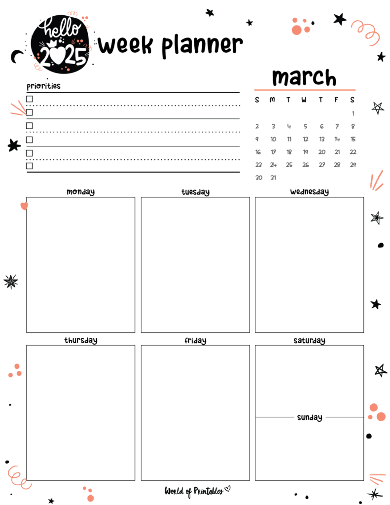 2025 Cute Planner - Weekly Planner - March