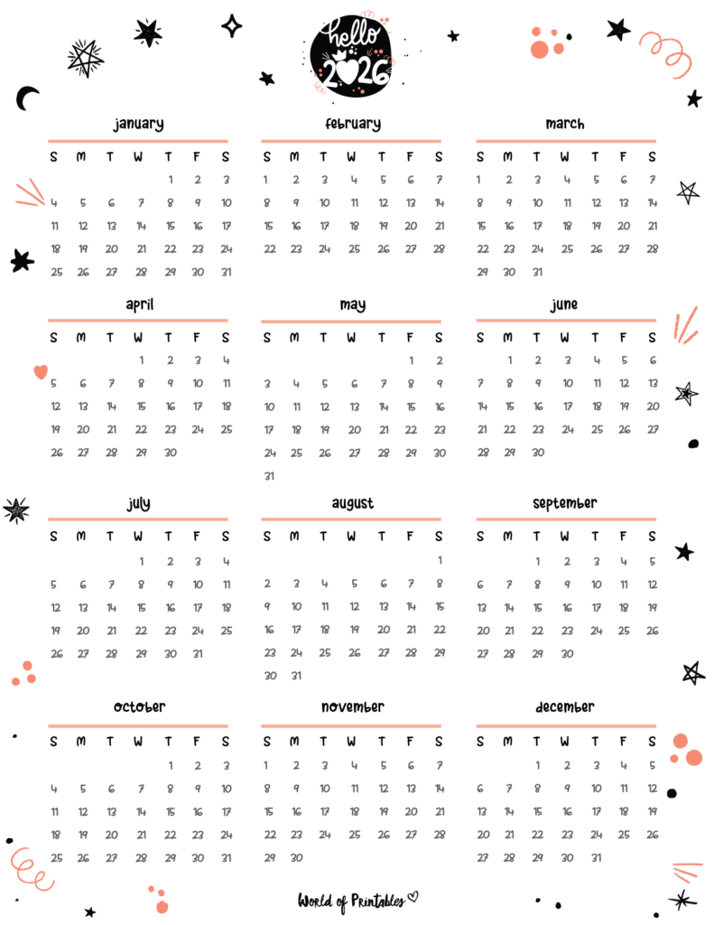 2026 Cute Year Calendar