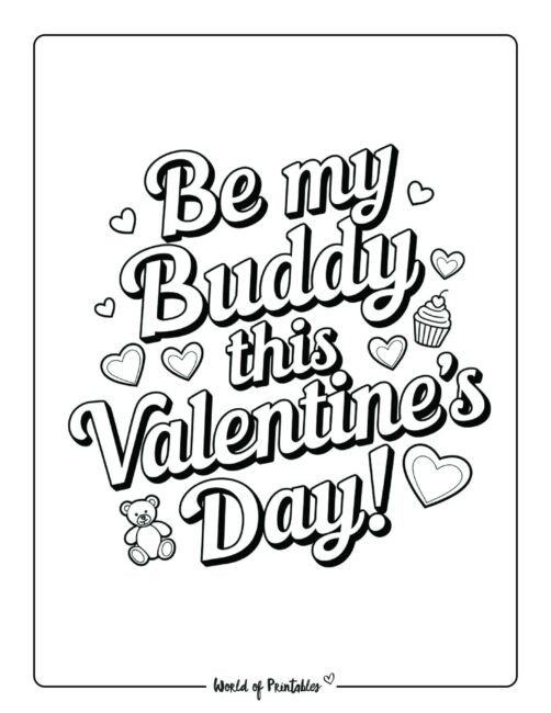 Be my buddy Valentine&rsquo;s day coloring pages