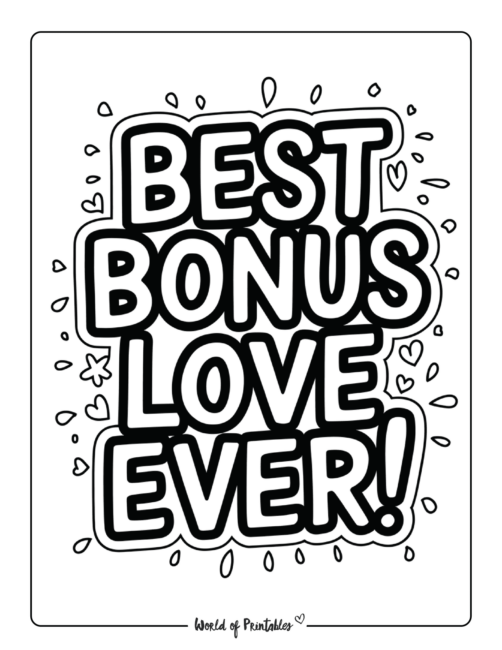 Best Bonus Love Ever Coloring Page for Kids
