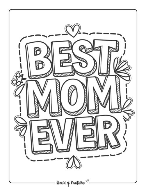 Best Mom Ever Coloring Page for Kids