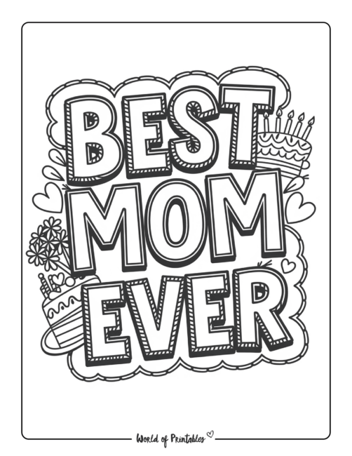 Best Mom Ever Printable Coloring Page