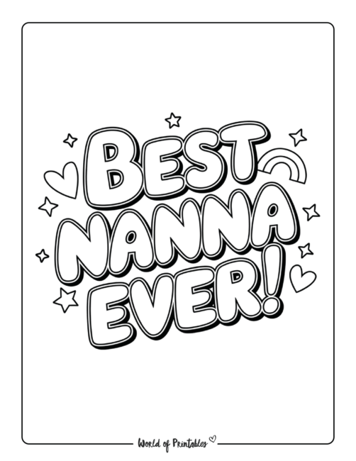 Best Nanna Ever Coloring Page for Kids
