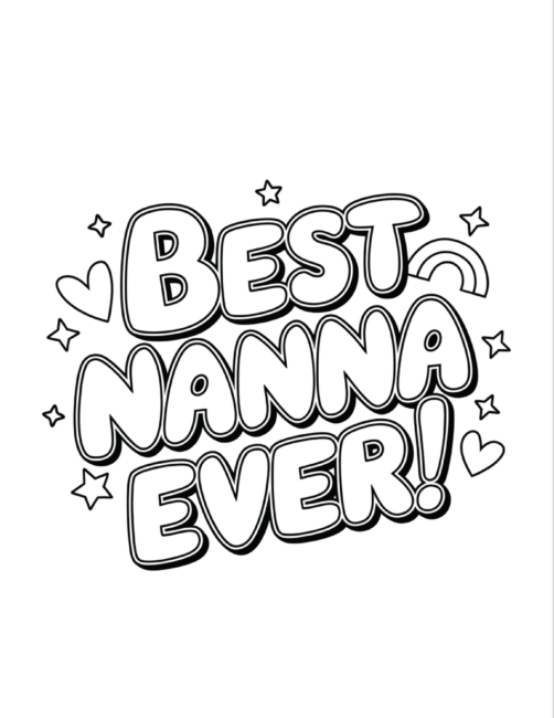 Best Nanna Ever Mother&rsquo;s Day cards to color