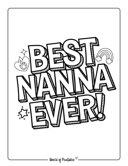 Best Nanna Ever Printable Coloring page