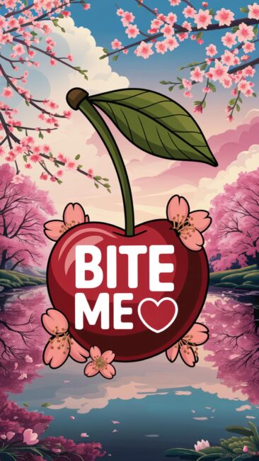 Bite Me Sakura Cherry Wallpaper