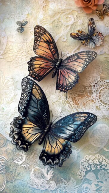 Butterflies and lace Rococo Aesthetic Wallpapers