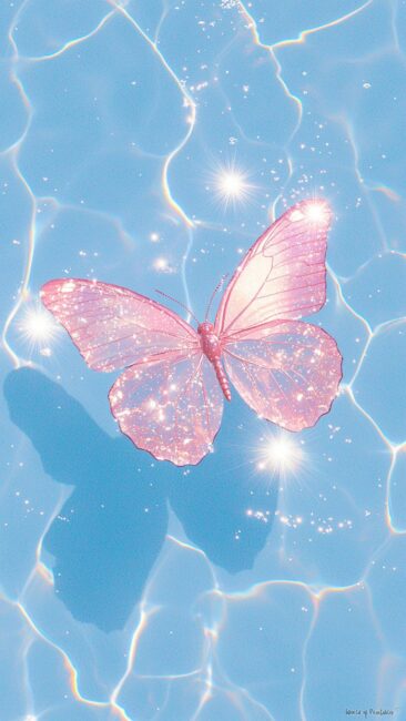 Butterfly and Water Aura Phone Wallpaper