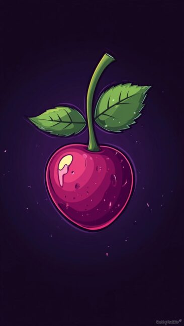 Cartoon Cherry on Black Background