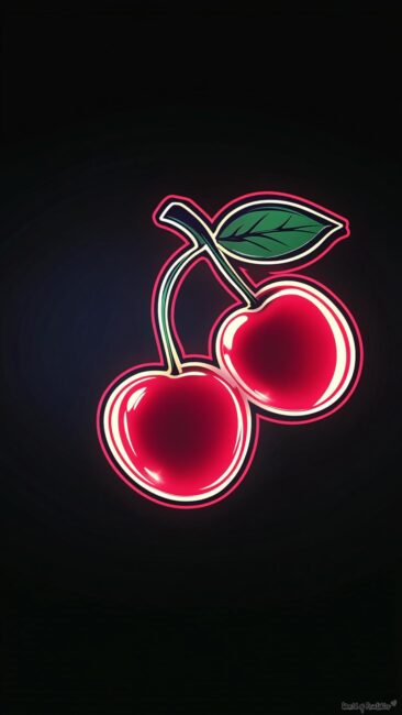 Cartoon Neon Cherry Wallpaper