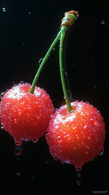 Cherries on a Black Background