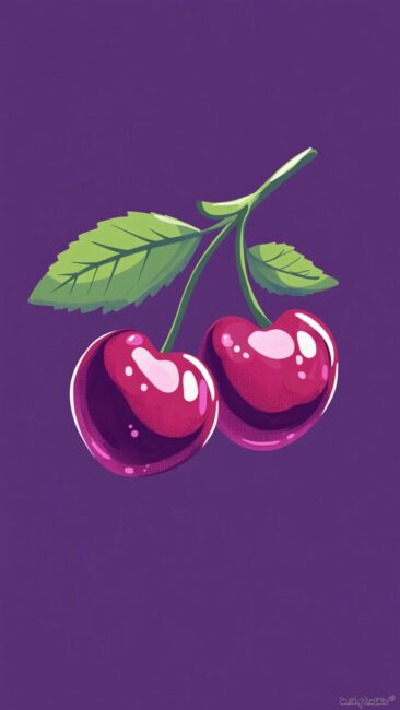 Cherries on a purple Background