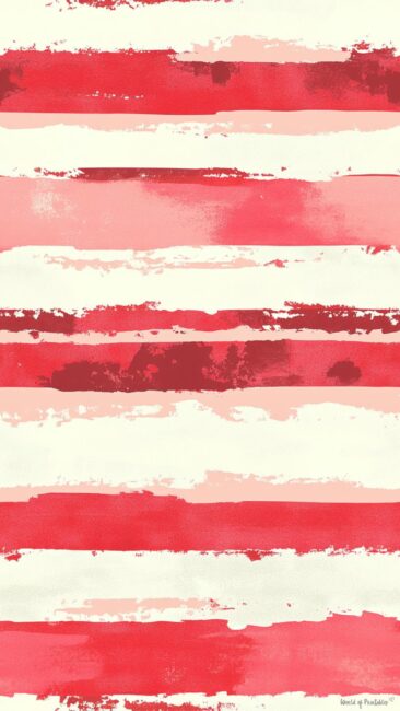 Cherry Red Painted Stripes Wallpaper