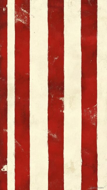 Cherry Red and Cream Striped Wallpaper
