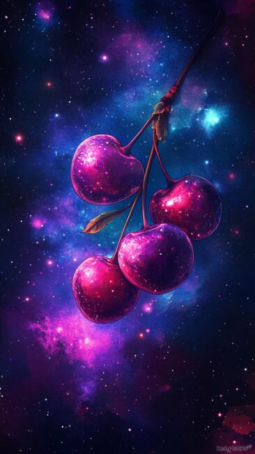 Cherry and Galaxy Aesthetic Wallpaper