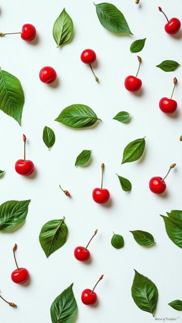 Cherry and Mint Wallpaper