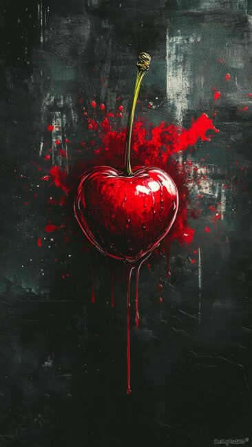 Cherry and Red Splatter Wallpaper