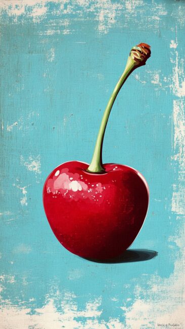 Cherry on Blue Background