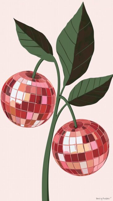 Cool Cherry Background with Disco Balls
