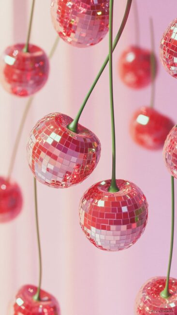 Cute Cherry Disco ball Wallpaper