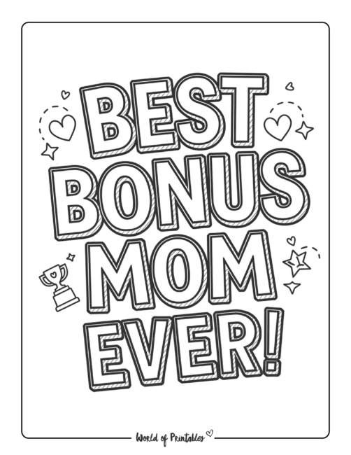 Cute Coloring Page for Bonus Mom on Mother’s Day