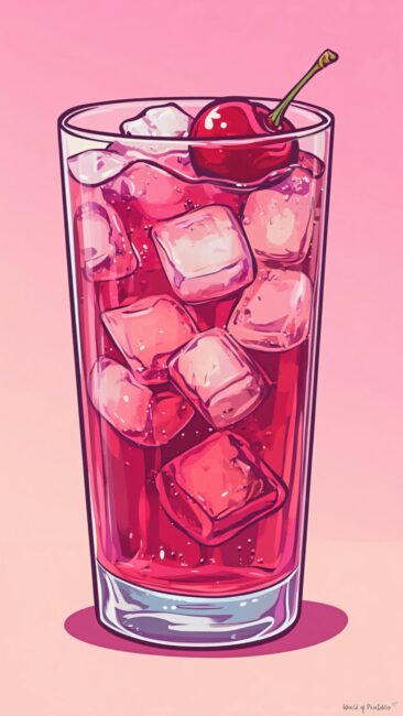 Cute Pink Cherry Soda Wallpaper